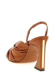 Fendi Brown Lamb Leather Stiletto Heel Sandals