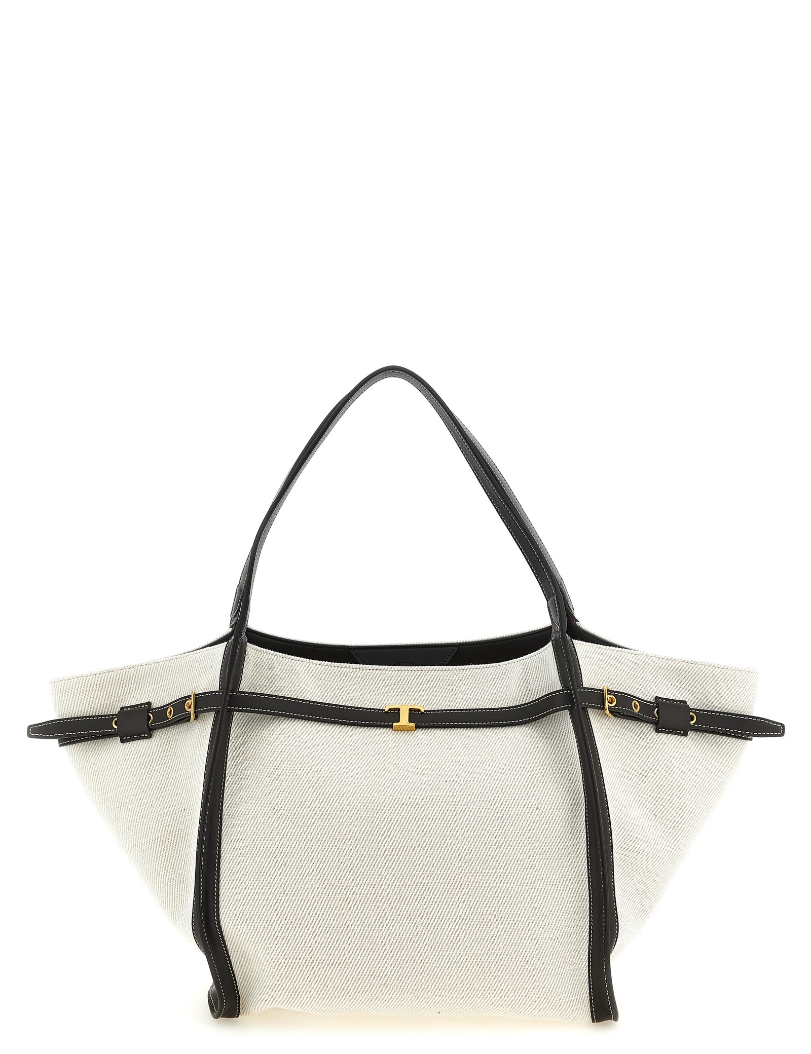 Tod's Multicolor Linen Canvas and Calfskin Tote Bag