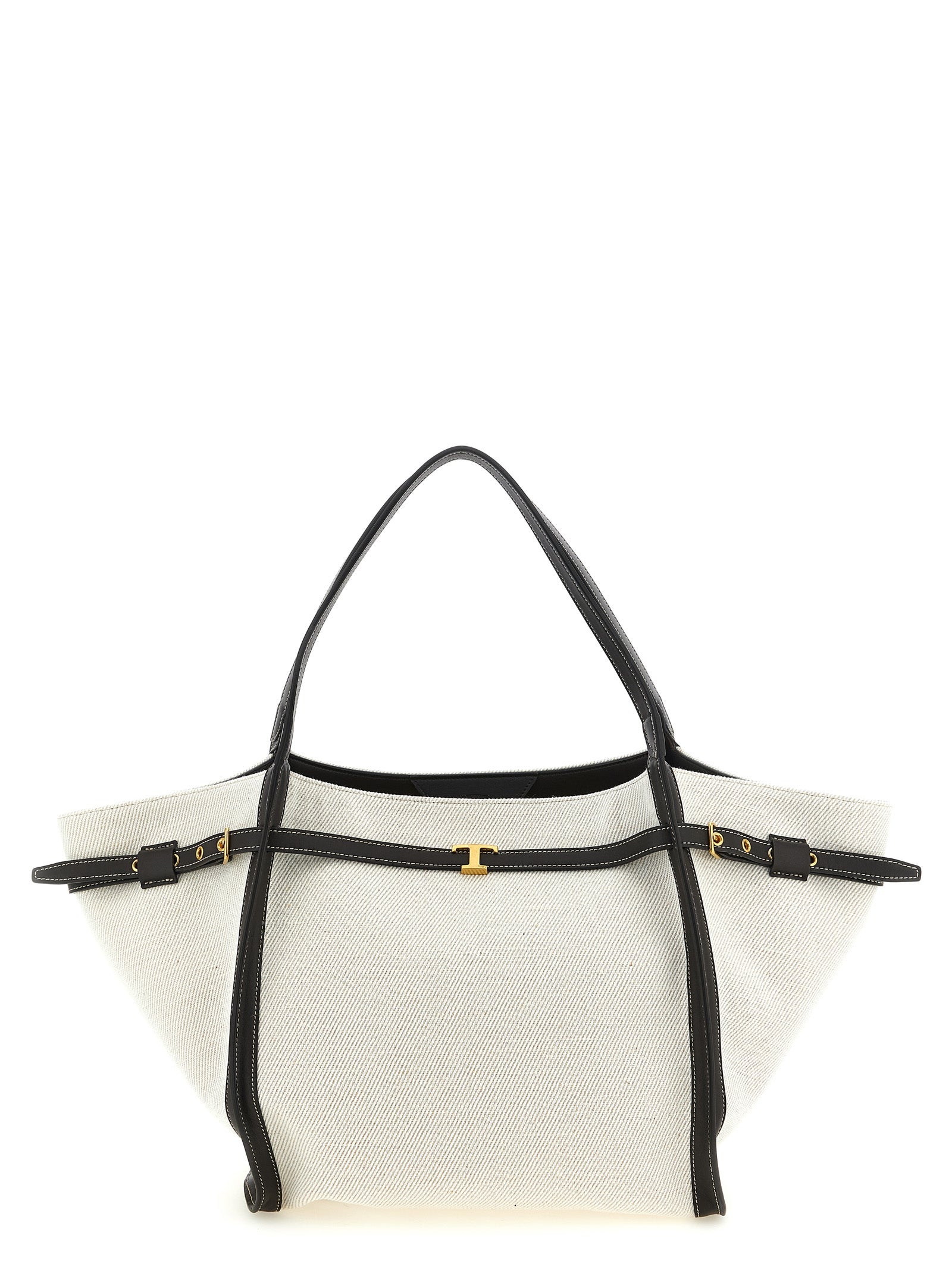 Tod's Multicolor Linen Canvas and Calfskin Tote Bag