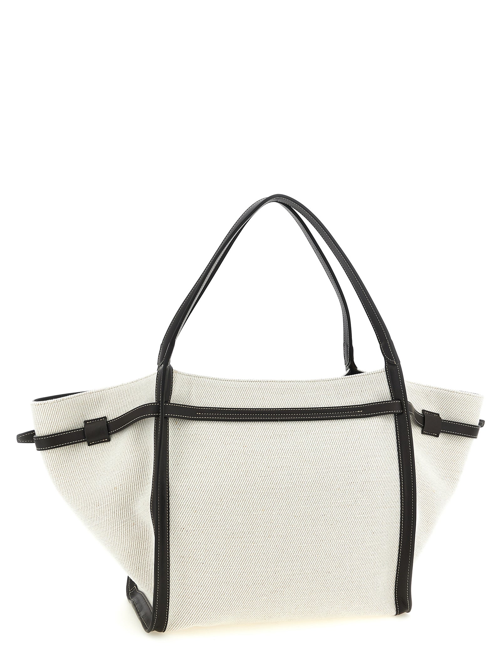 Tod's Multicolor Linen Canvas and Calfskin Tote Bag