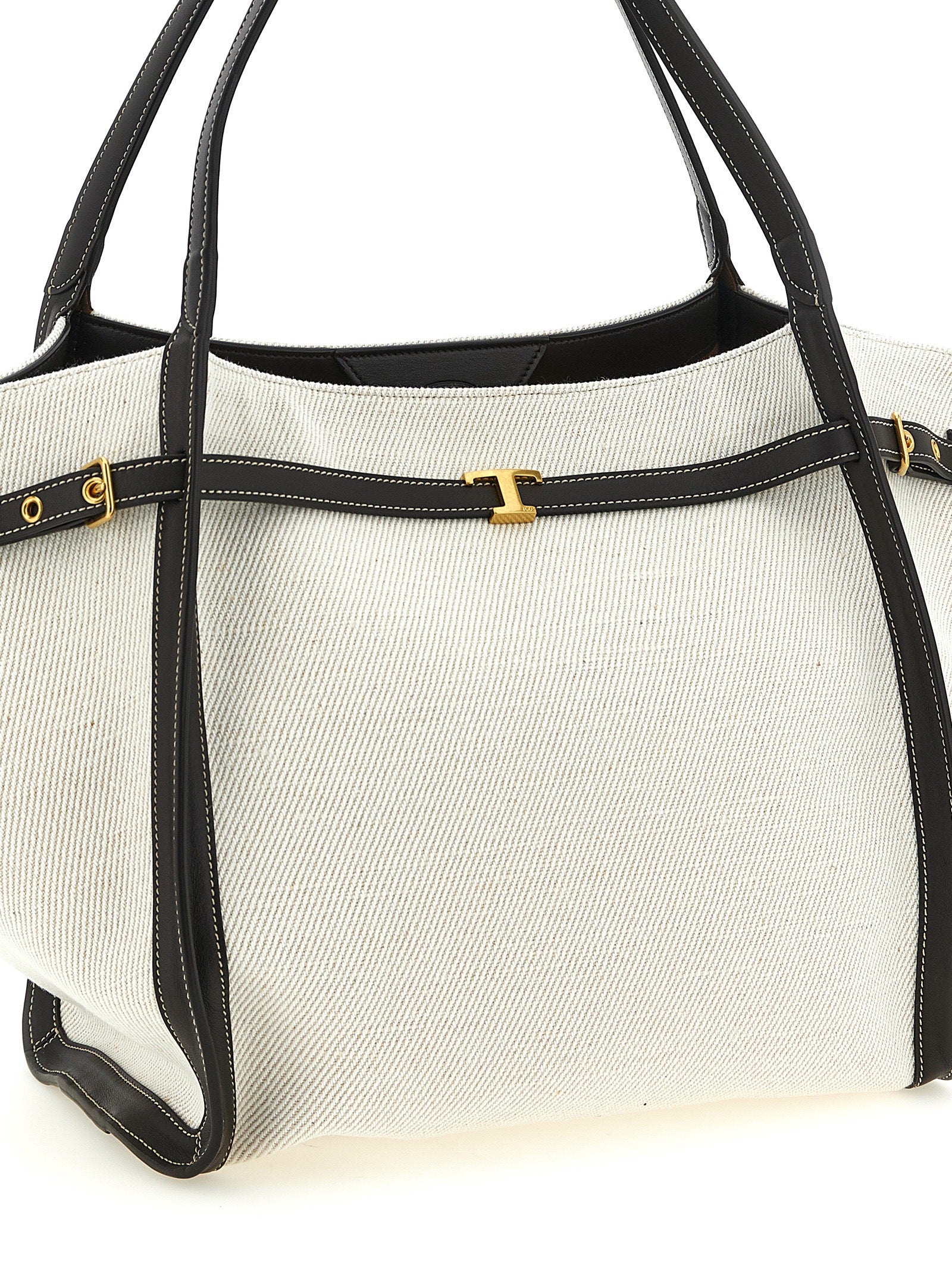 Tod's Multicolor Linen Canvas and Calfskin Tote Bag