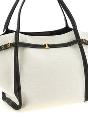 Tod's Multicolor Linen Canvas and Calfskin Tote Bag