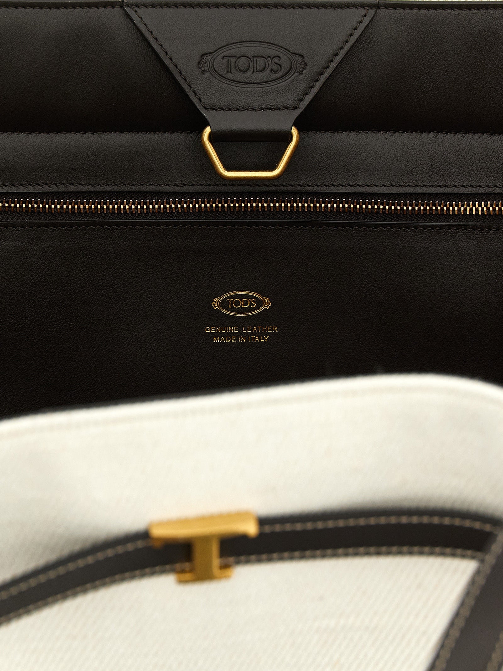 Tod's Multicolor Linen Canvas and Calfskin Tote Bag