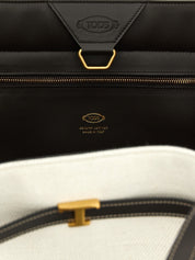 Tod's Multicolor Linen Canvas and Calfskin Tote Bag