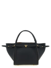 Tod's Black Hammered Calfskin Small Tim Shopping Bag