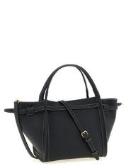 Tod's Black Hammered Calfskin Small Tim Shopping Bag