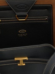 Tod's Black Hammered Calfskin Small Tim Shopping Bag