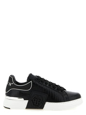 Philipp Plein Black Cowhide Leather Low Top Sneakers