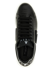 Philipp Plein Black Cowhide Leather Low Top Sneakers