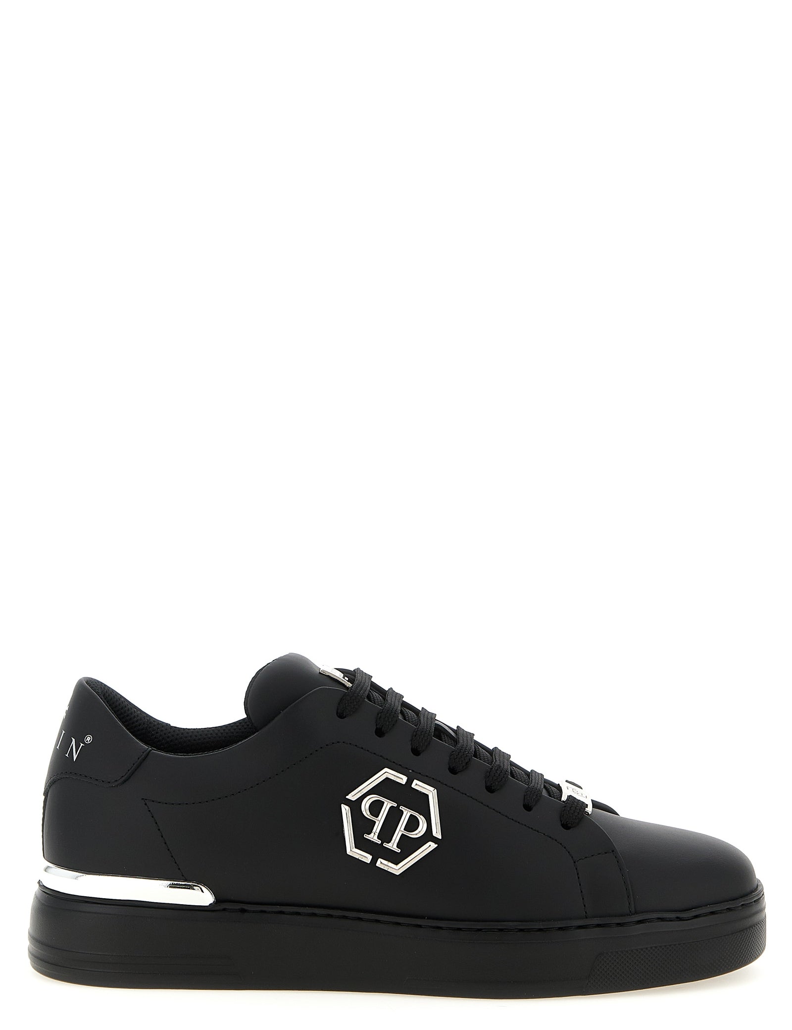 Philipp Plein Black Calfskin Low Top Sneakers