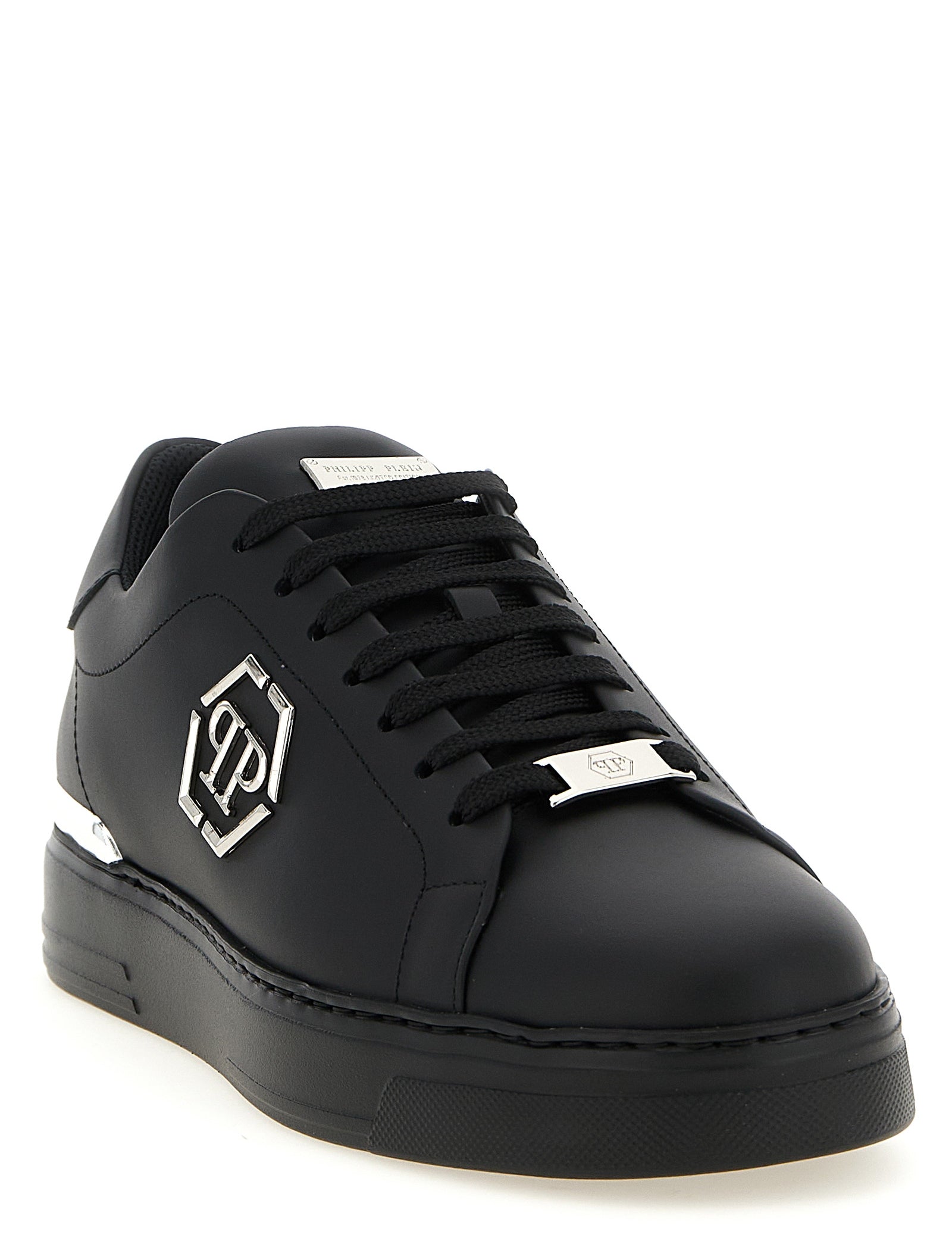 Philipp Plein Black Calfskin Low Top Sneakers