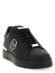 Philipp Plein Black Calfskin Low Top Sneakers