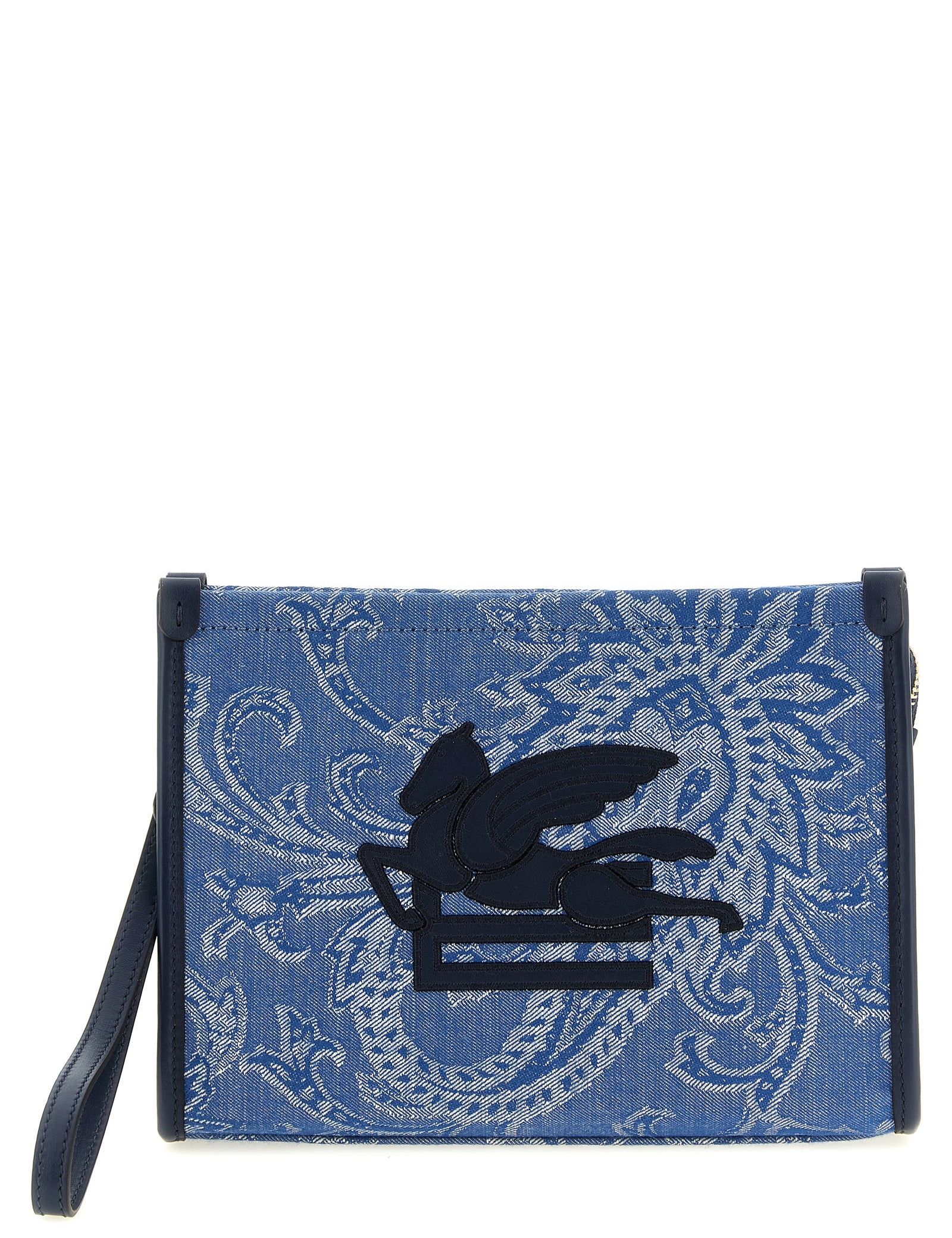 Etro Light Blue Cotton Clutch Bag