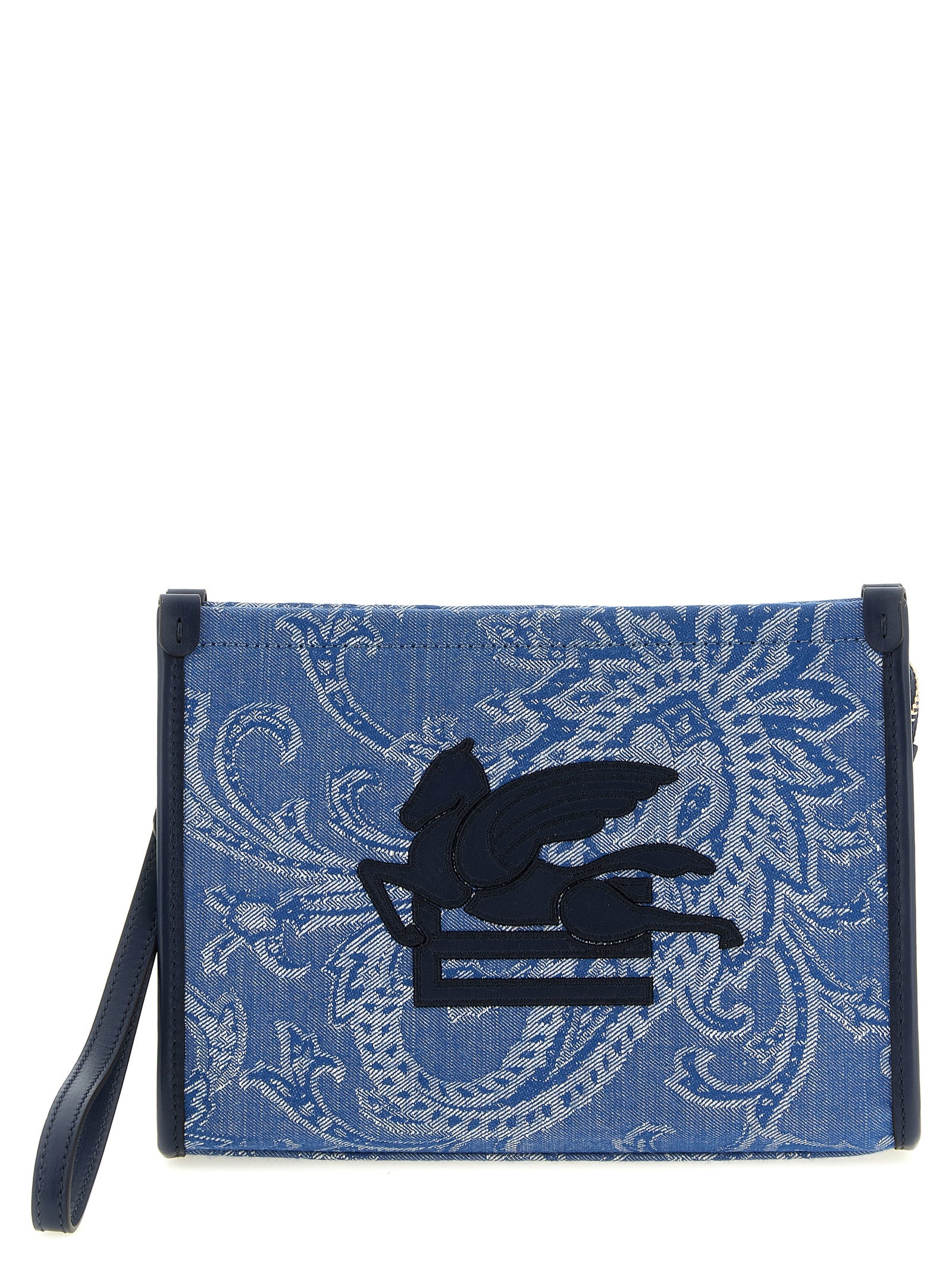 Etro Light Blue Cotton Clutch Bag