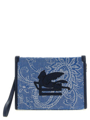Etro Light Blue Cotton Clutch Bag