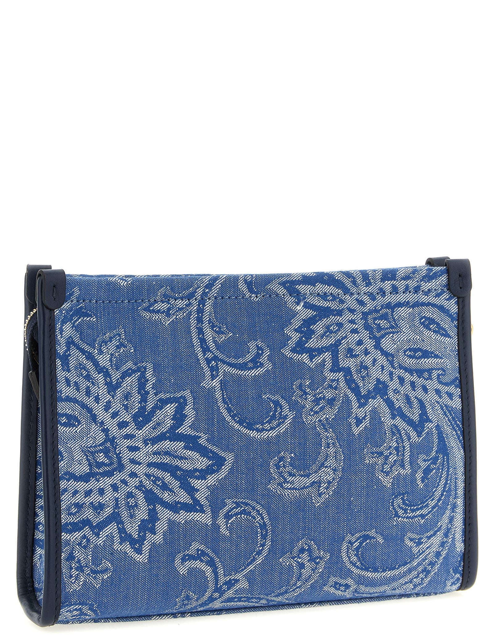 Etro Light Blue Cotton Clutch Bag