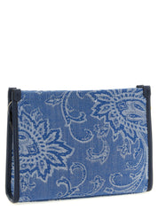 Etro Light Blue Cotton Clutch Bag
