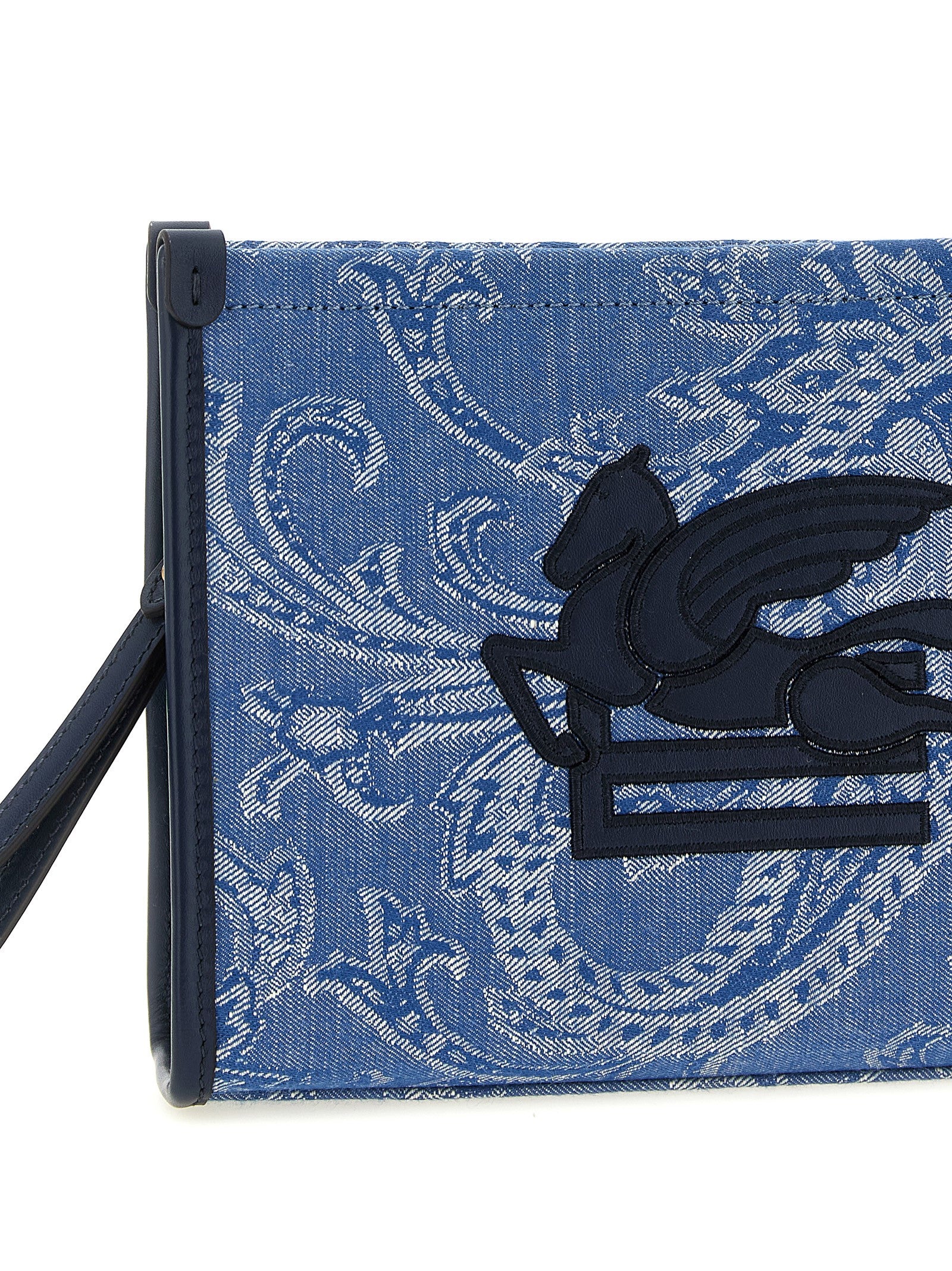 Etro Light Blue Cotton Clutch Bag