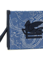 Etro Light Blue Cotton Clutch Bag
