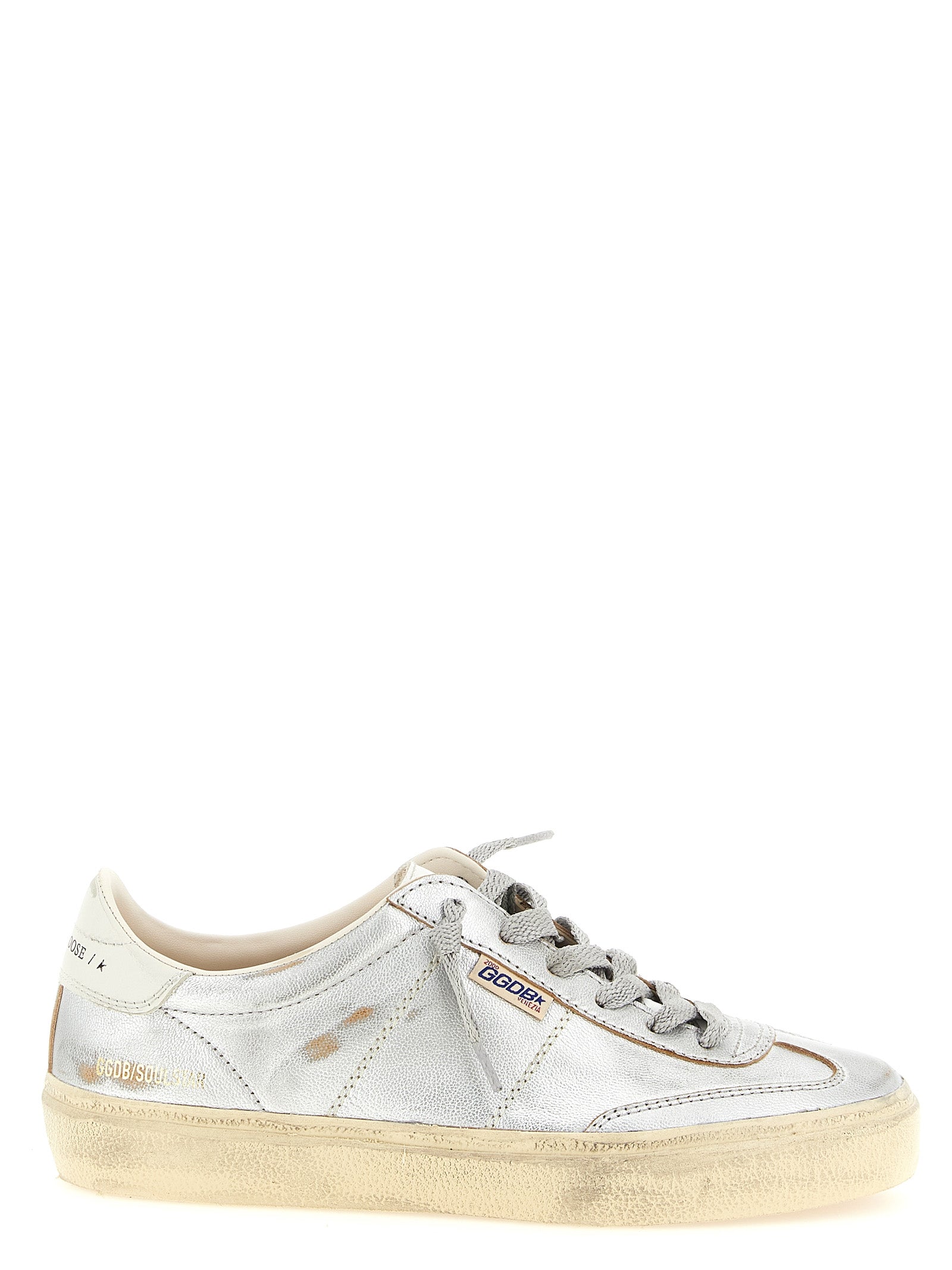 Golden Goose Silver Cowhide and Goat Leather Low Top Sneakers