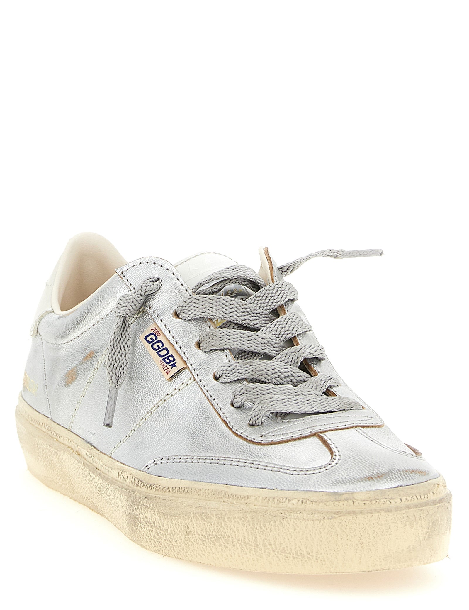 Golden Goose Silver Cowhide and Goat Leather Low Top Sneakers