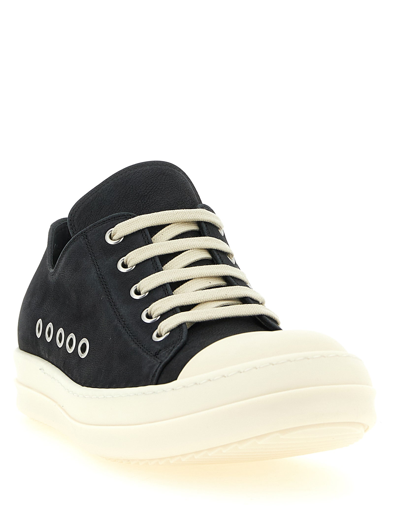 Rick Owens Black Calfskin Low Top Sneakers