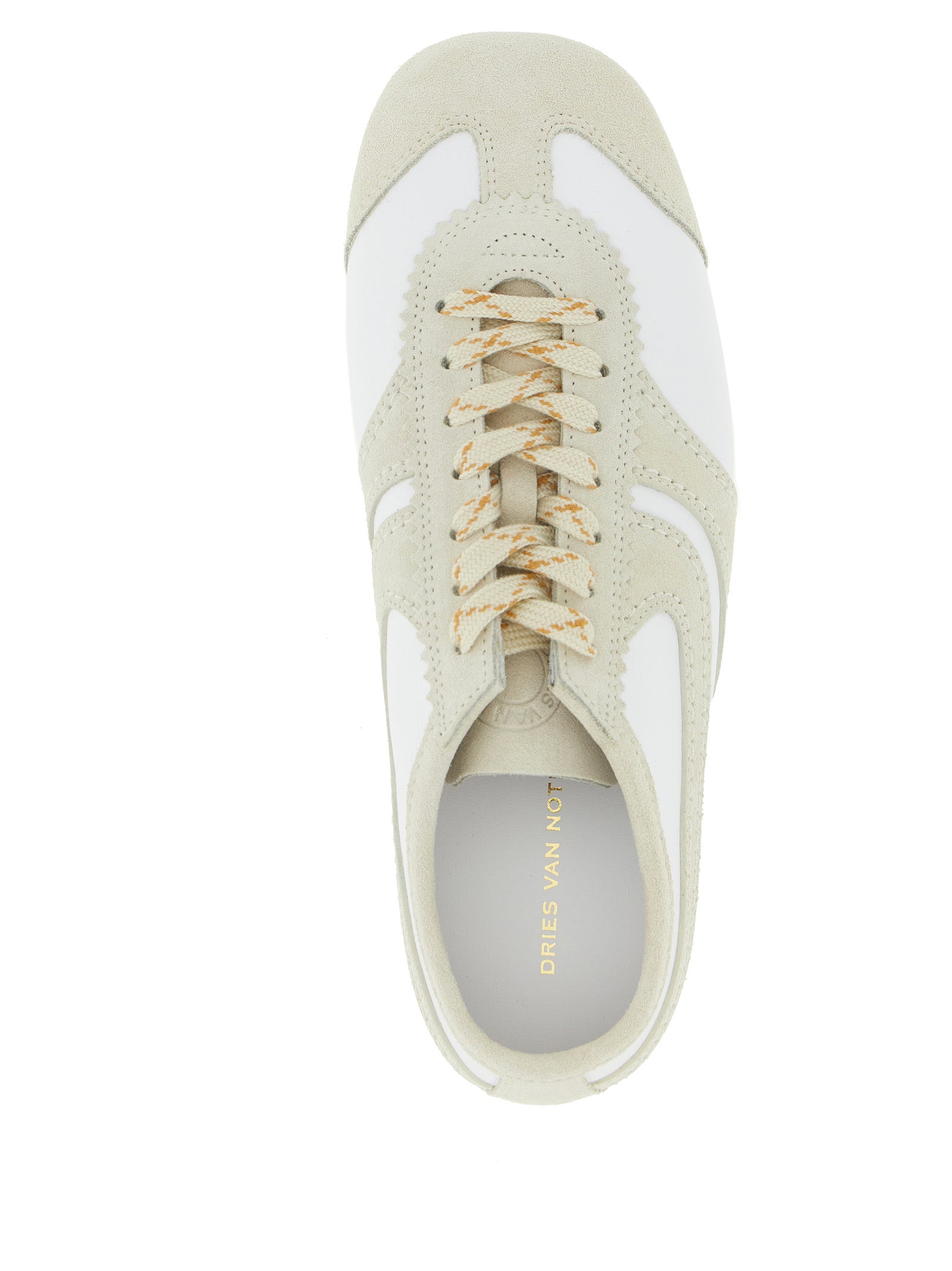 Dries Van Noten Beige Cowhide and Suede Low Top Sneakers