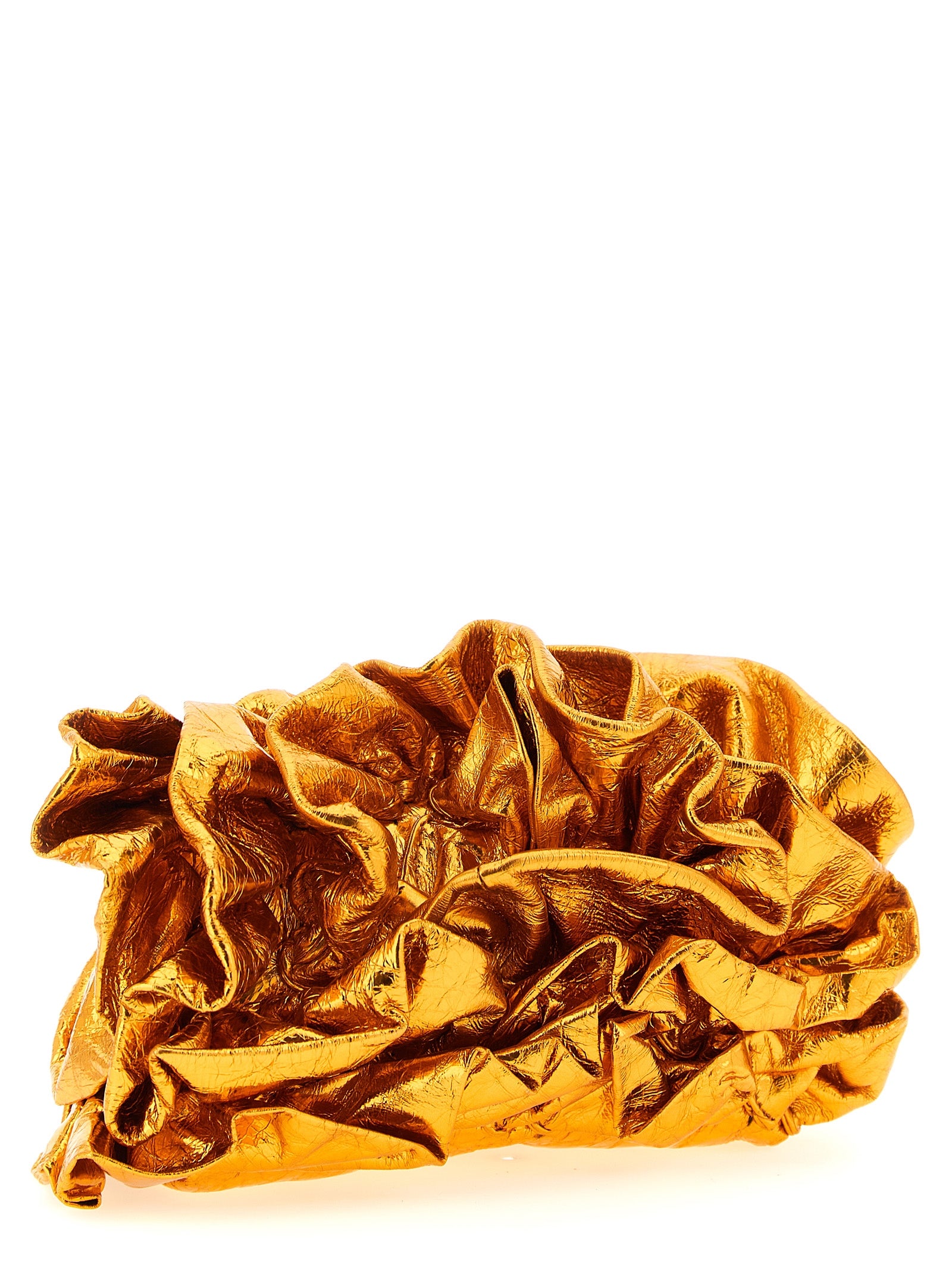 Dries Van Noten Orange Laminated Leather Clutch Bag