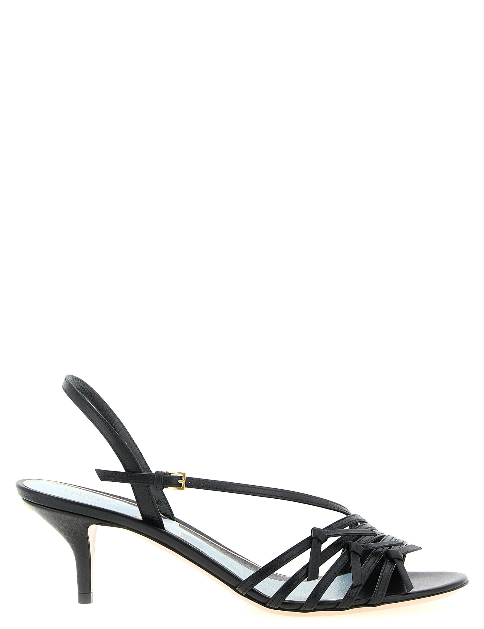 Valentino Garavani Black Calfskin Stiletto Heel Sandals