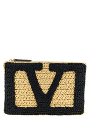 Valentino Garavani Black Viscose Clutch Bag