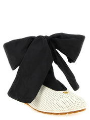 Valentino Garavani White/Black Lamb Leather Ballet Flats