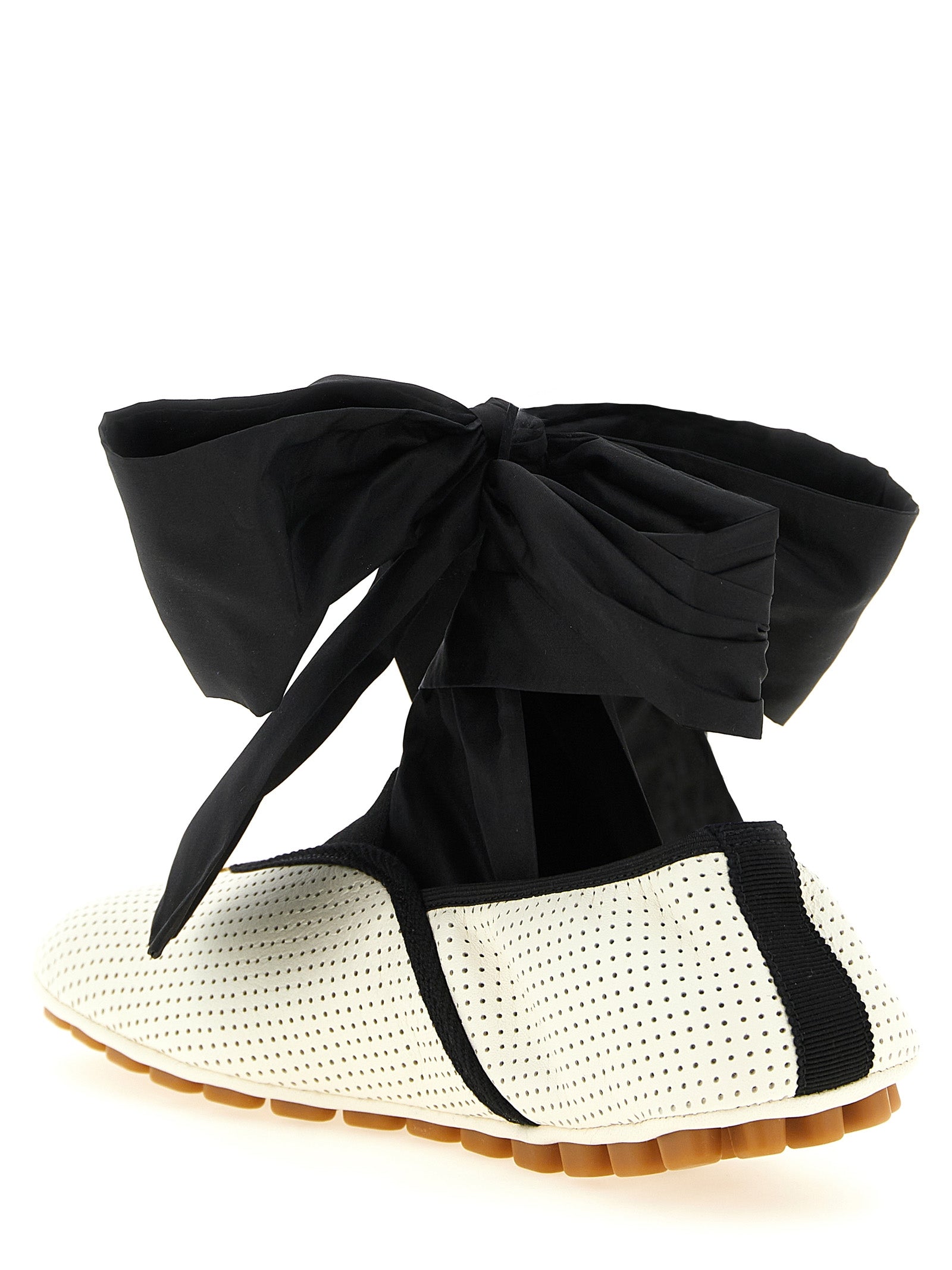 Valentino Garavani White/Black Lamb Leather Ballet Flats