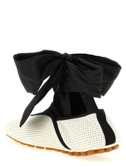Valentino Garavani White/Black Lamb Leather Ballet Flats