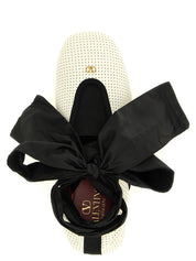 Valentino Garavani White/Black Lamb Leather Ballet Flats