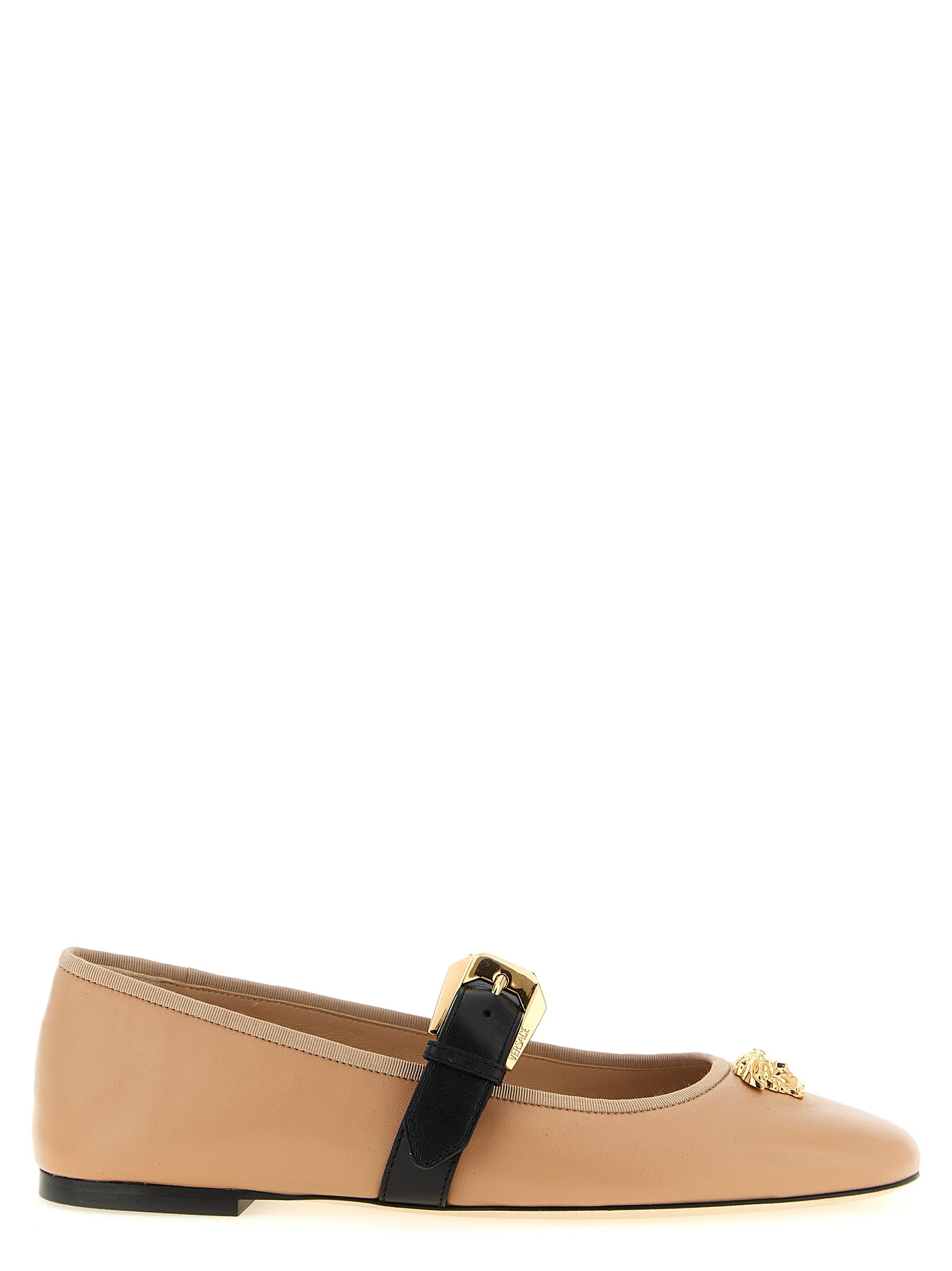 Versace Pink Multicolor Lamb Leather Ballet Flats