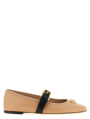 Versace Pink Multicolor Lamb Leather Ballet Flats