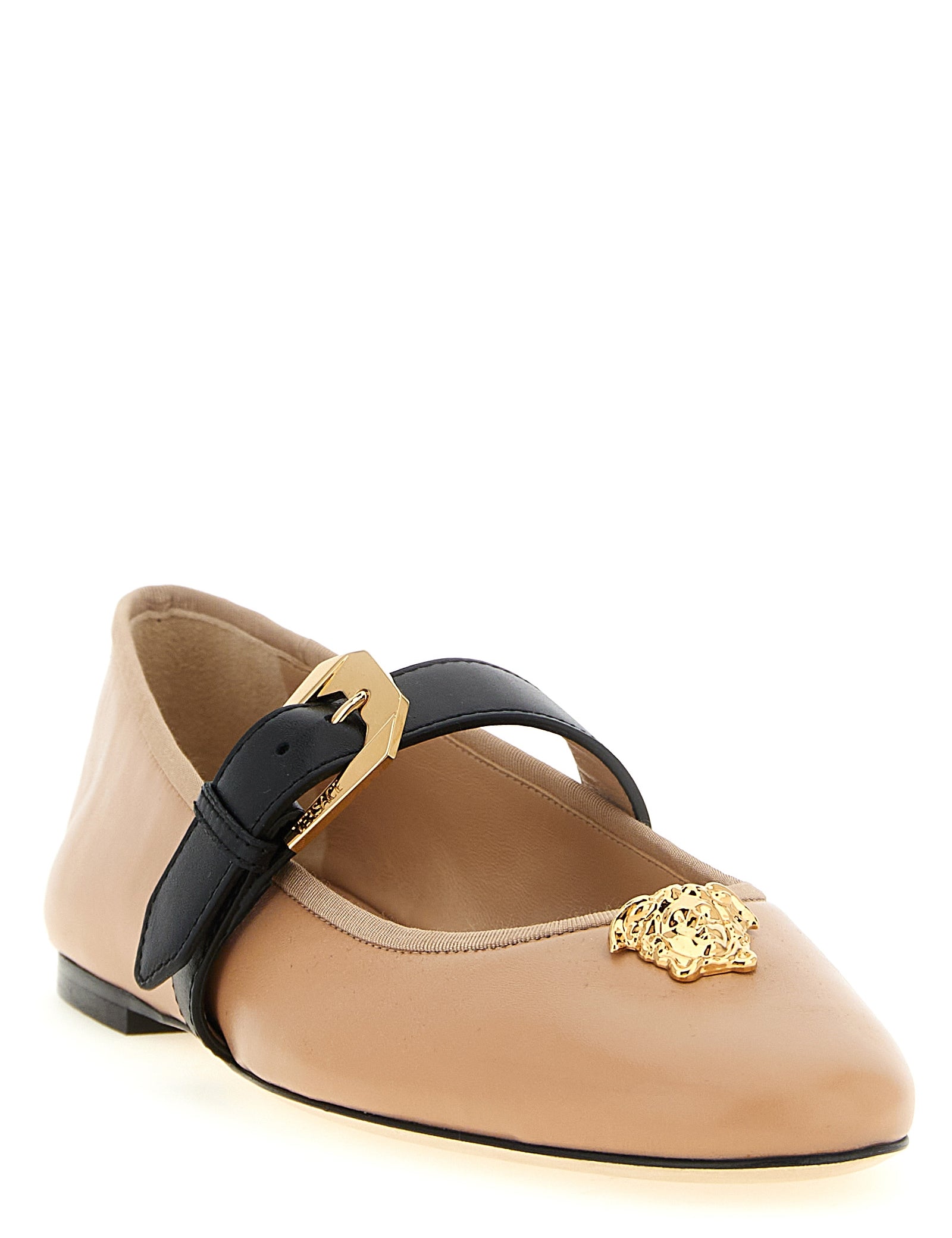 Versace Pink Multicolor Lamb Leather Ballet Flats
