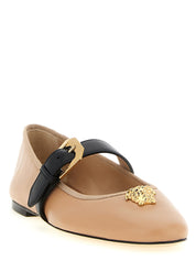Versace Pink Multicolor Lamb Leather Ballet Flats