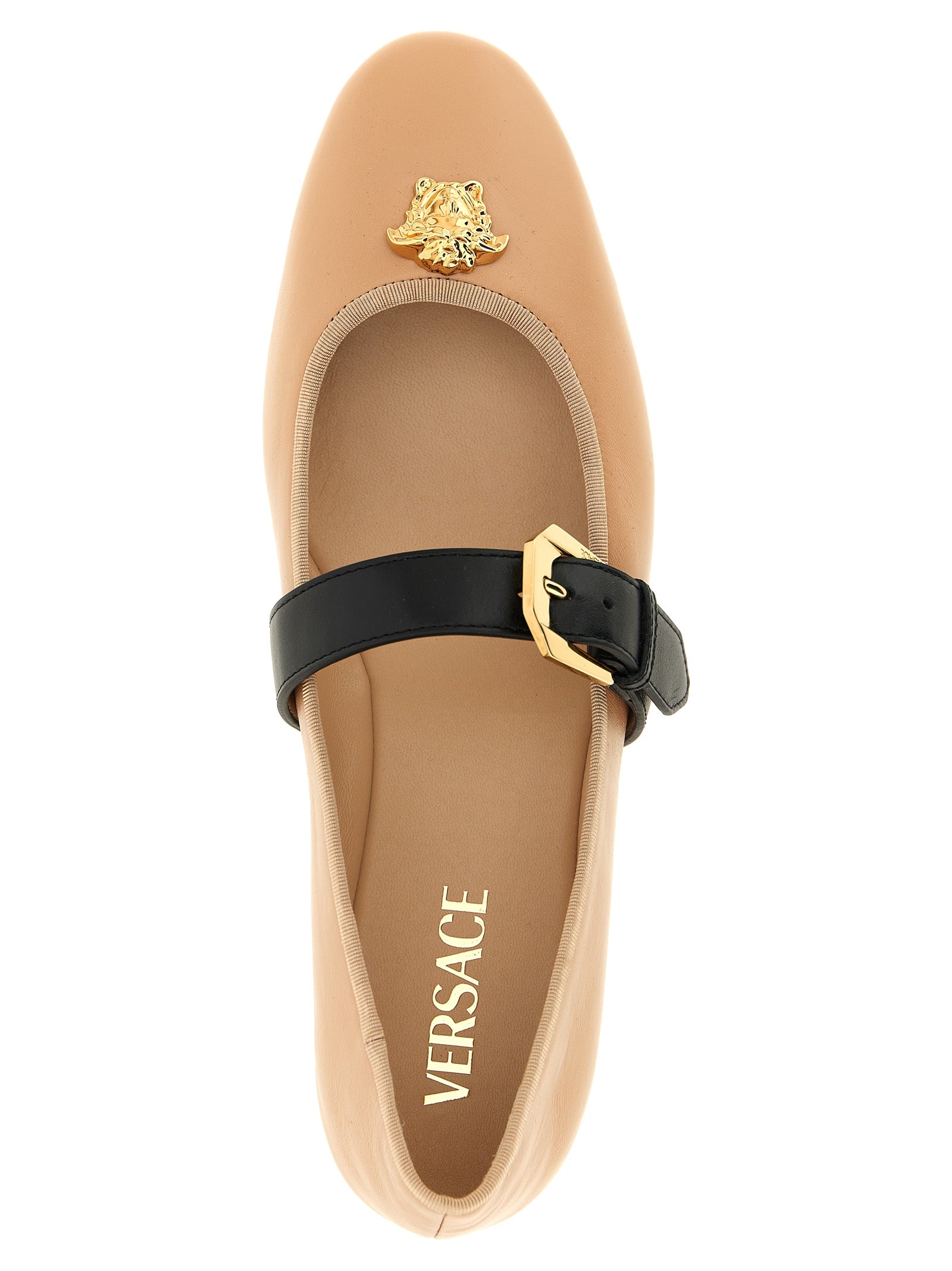 Versace Pink Multicolor Lamb Leather Ballet Flats