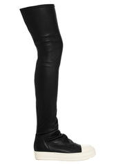 Rick Owens White/Black Stretch Leather High Stocking Sneaks