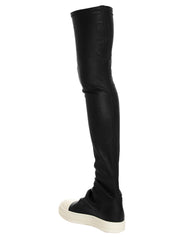 Rick Owens White/Black Stretch Leather High Stocking Sneaks
