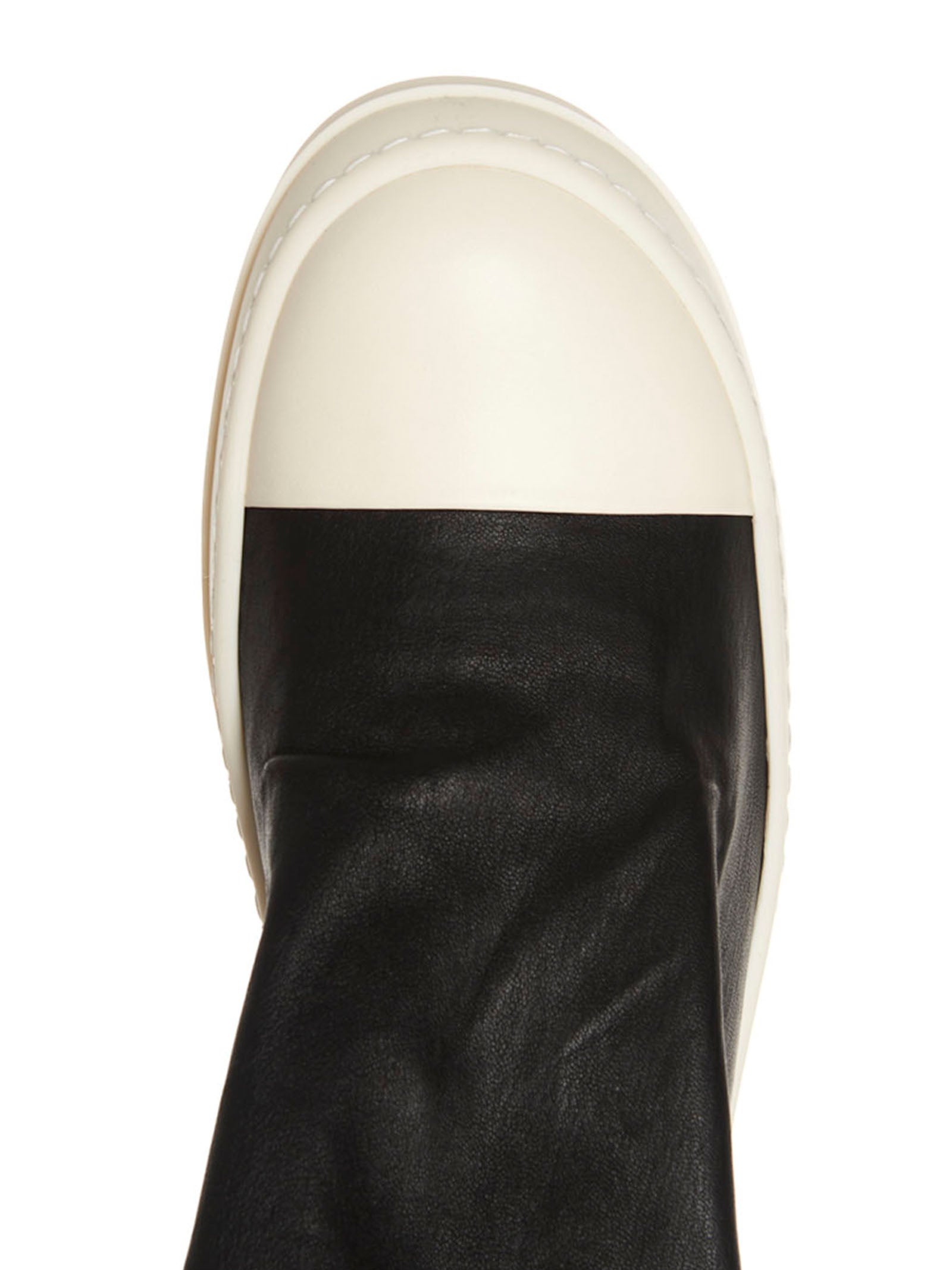 Rick Owens White/Black Stretch Leather High Stocking Sneaks