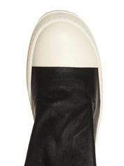 Rick Owens White/Black Stretch Leather High Stocking Sneaks