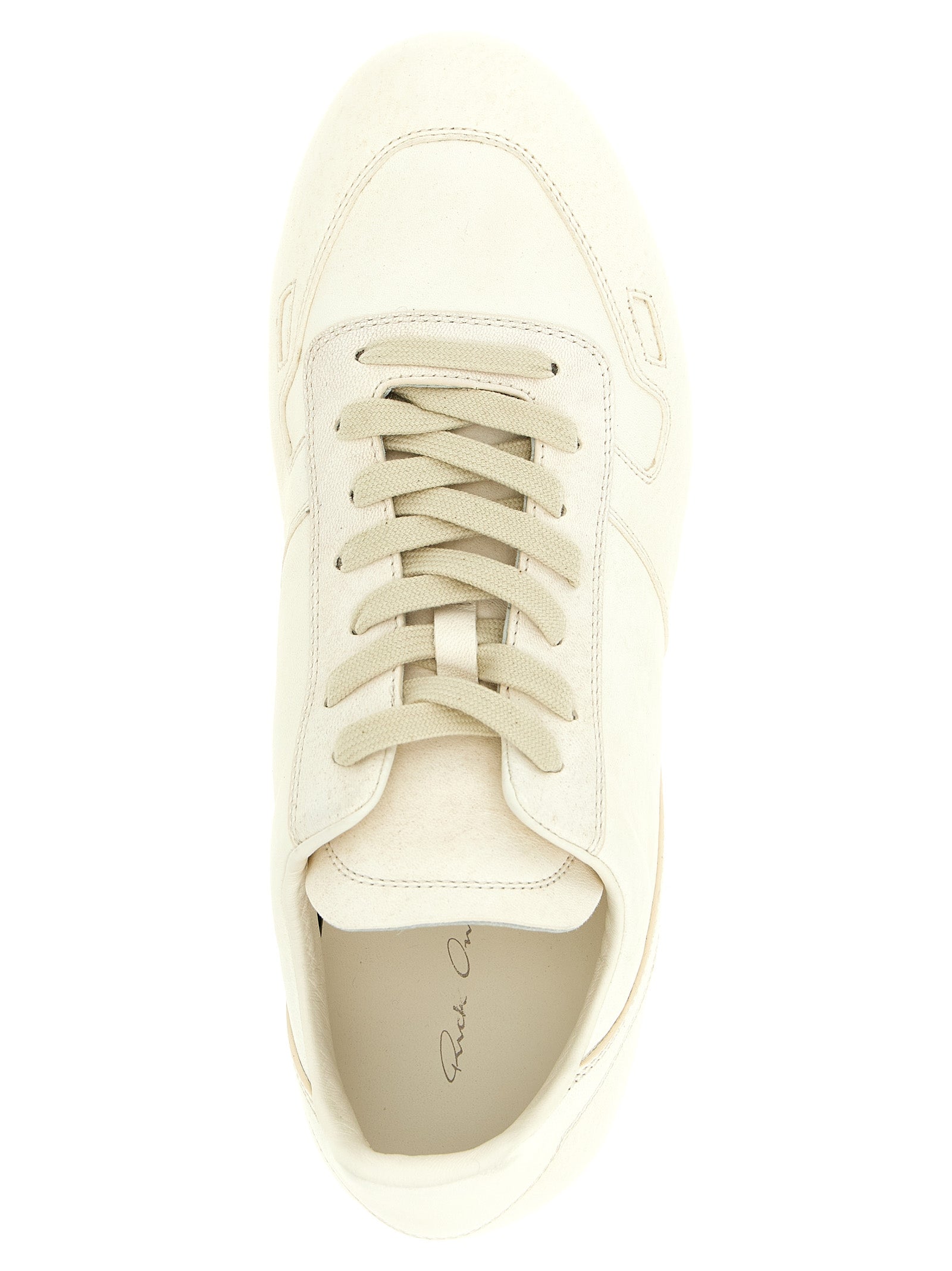 Rick Owens White Lamb Leather Low Top Sneakers