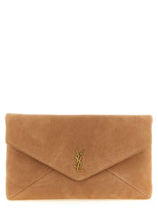 Saint Laurent Brown Lamb Leather Clutch Bag