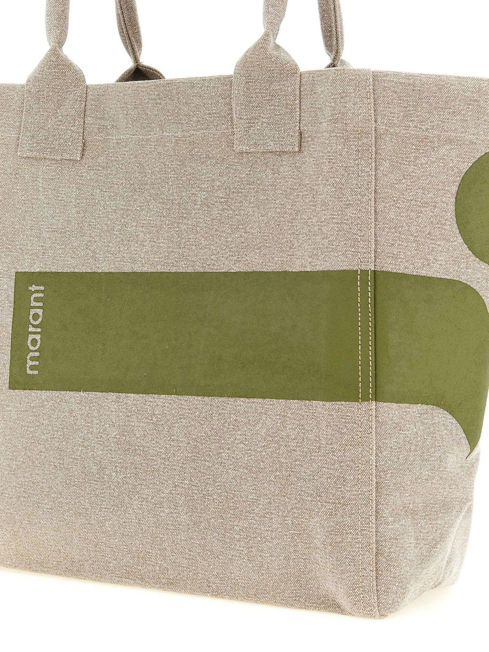Isabel Marant Green Cotton Canvas Tote Bag