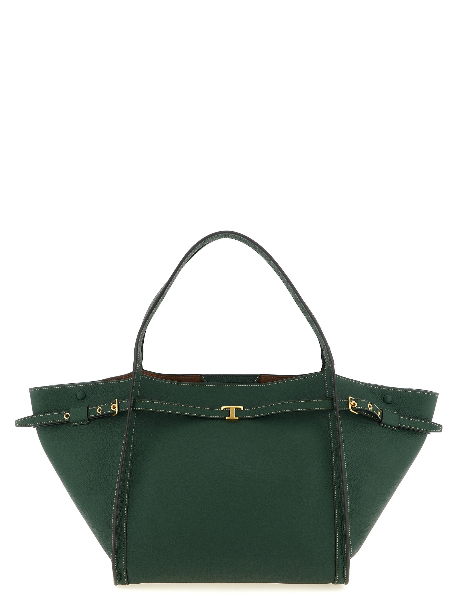 Tod's Green Calfskin Medium Shopping Bag