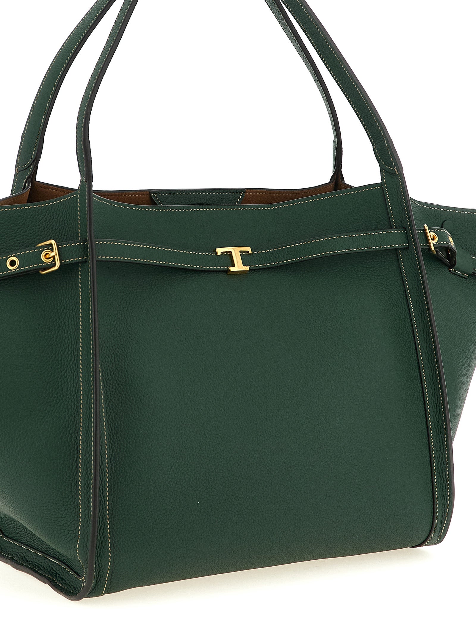 Tod's Green Calfskin Medium Shopping Bag