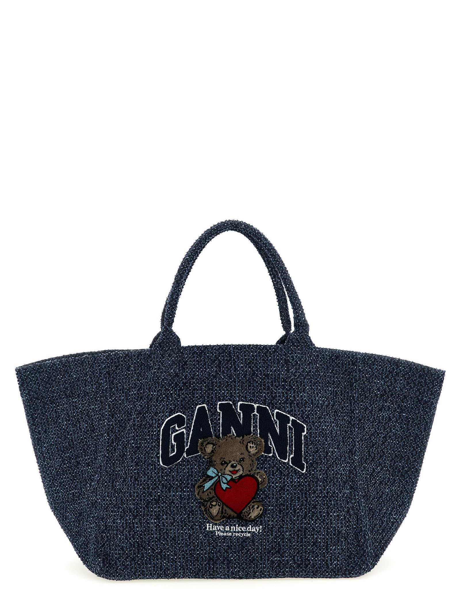 Ganni Blue Organic Cotton XXL Bear Shopping Bag