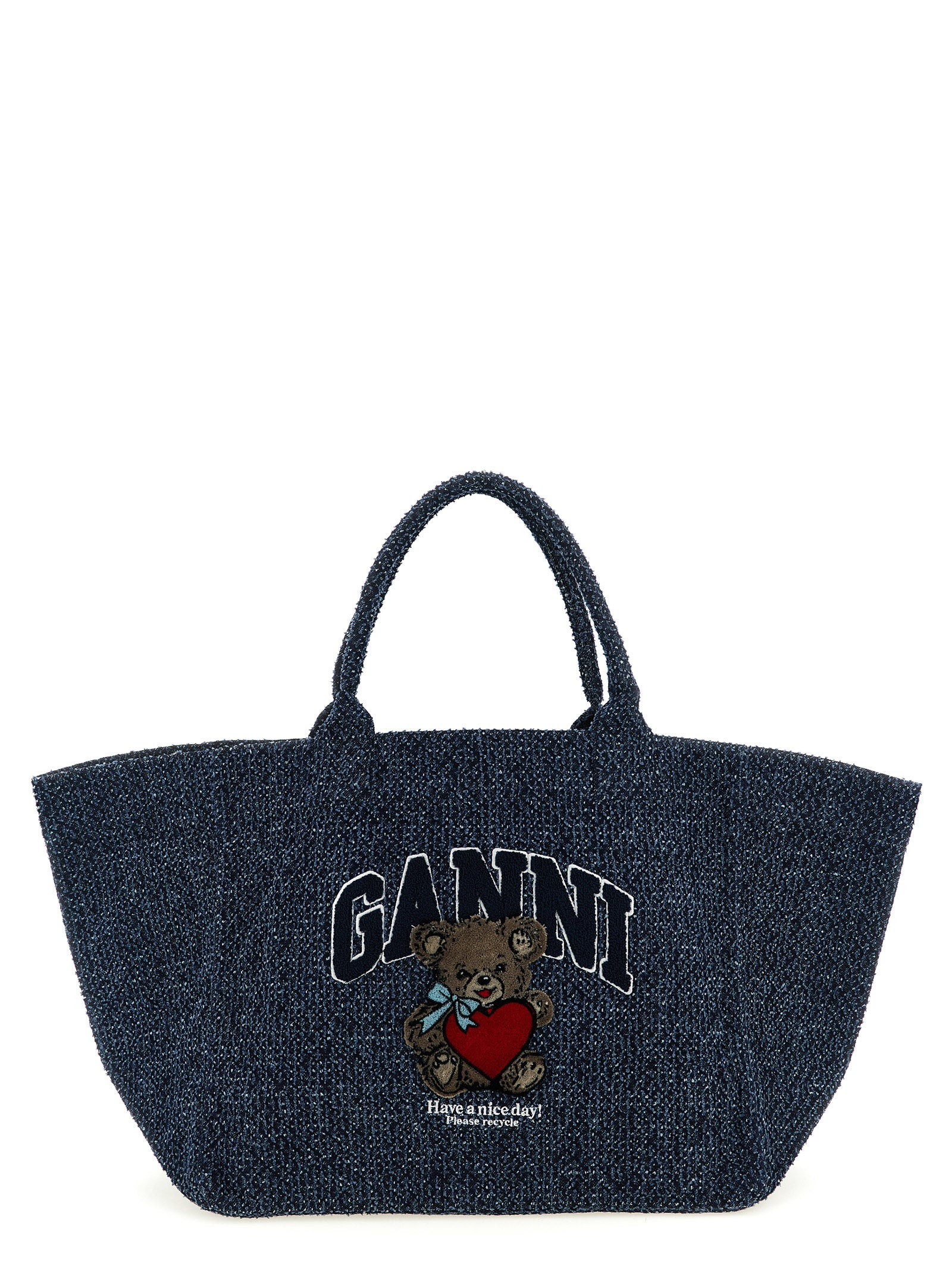 Ganni Blue Organic Cotton XXL Bear Shopping Bag